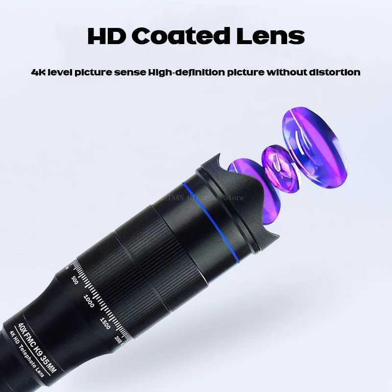 HD 40X Zoom Telescope Telephoto Lens Monocular Phone Camera Lens Mini Metal Telescope Mobile Telephoto Lens For Camping Tourism R250521 WTG5