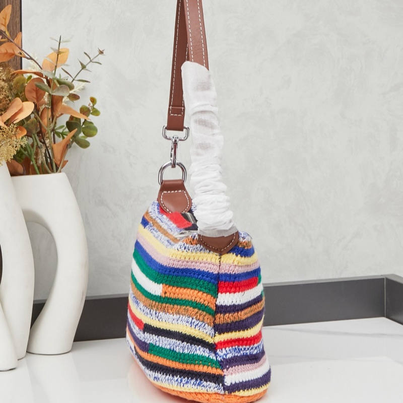 Multicolour designer bag women zipper womens shoulder bag wool thread crochet weaving luxury bag wallet multicolor rainbow stripe letters te139
