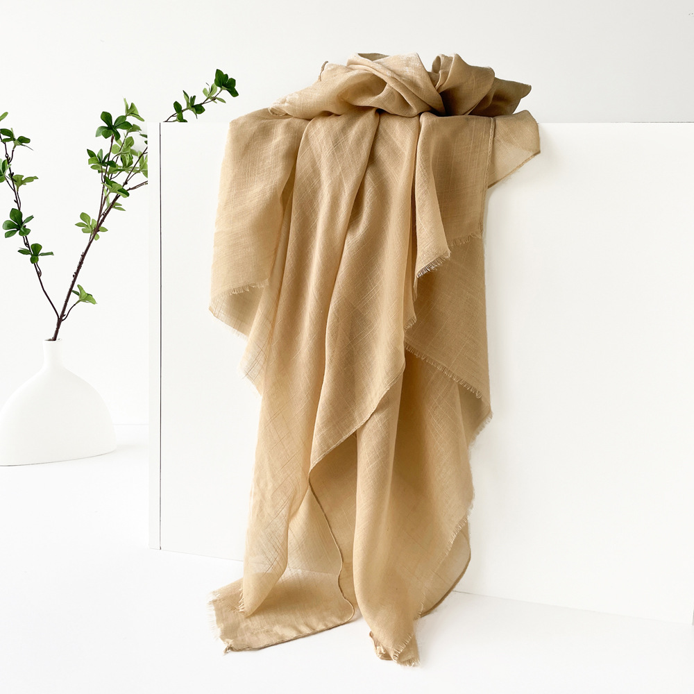 K783 Carefully selected summer cotton and linen scarf pure color simple sunscreen shawl cross-border female high-grade silk scarf gauze scarf headscar