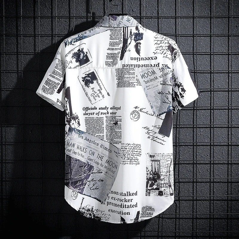 Mens Printed Shirt Seaside Vacation Casual Top Large Size Oversized Beach Clothing 250516
