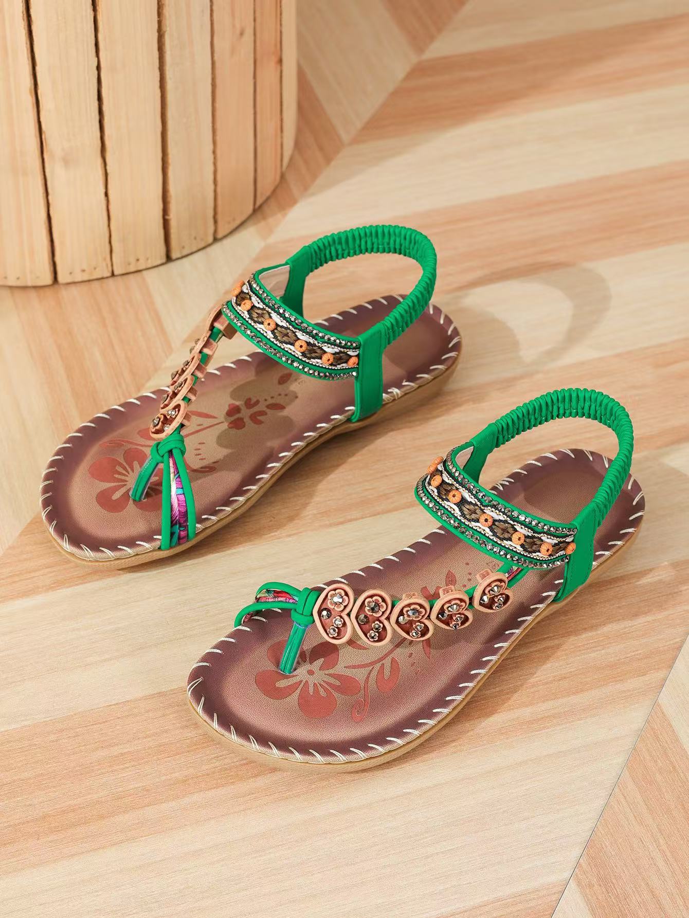 Flat Sandals Summer Open Toe Chain Women's Fashion Outdoor Beach Shoes Plus Size 431
