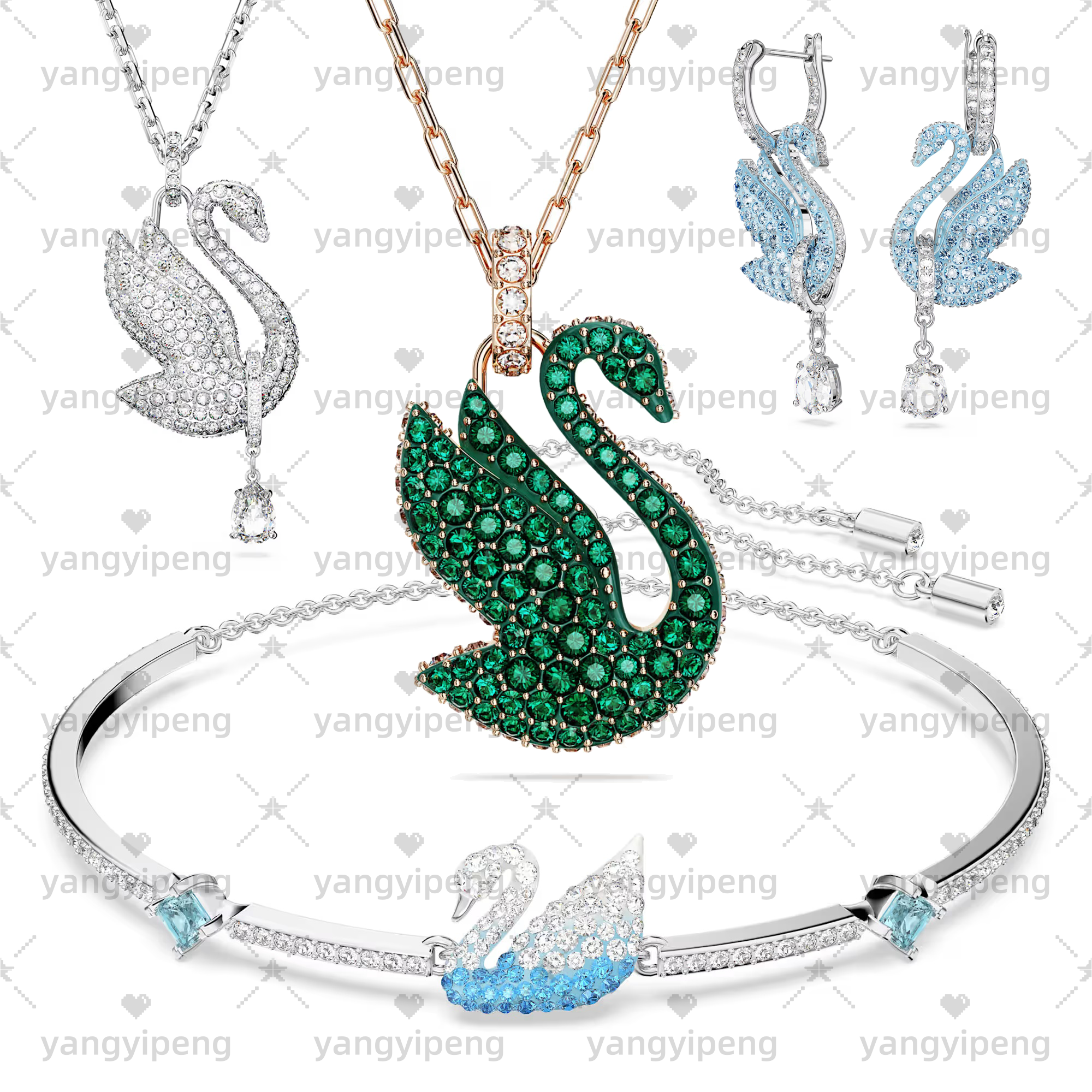 Fashion Womens Beating heart Dia Pendant Necklace 14K Gold Swan designer necklace INS Style Necklace emotional Gift Jewelry for Women Express Their Love 04