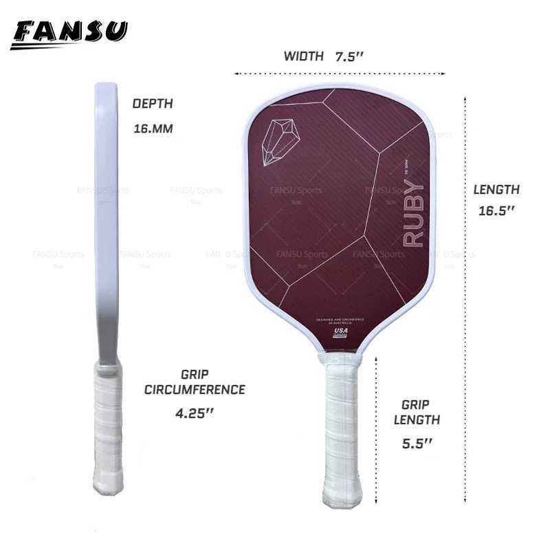 RUBY Pickleball Paddle Thermoformed Unibody Red 100% Kevlar Carbon Fibre 16MM Honeycomb Core Professional Pickleball Racket M250521