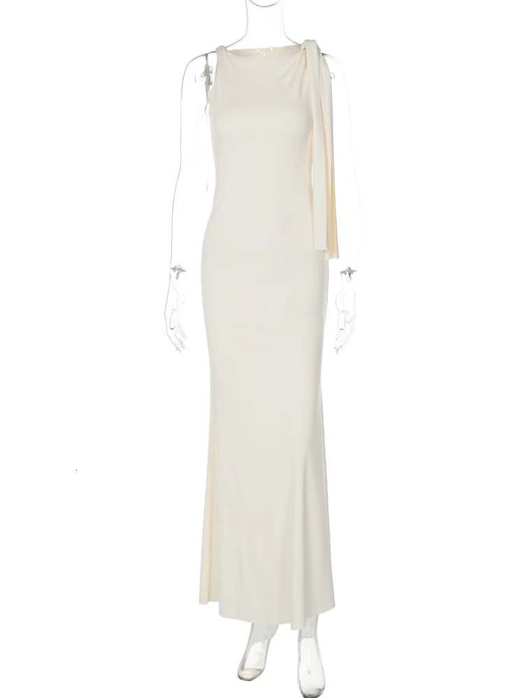 Hugcitar Fashion Solid O Neck Sleeveless Patchwork Sexy Bodycon Maxi Prom Dress Summer Women Clothes Party Festival Club Y2K 250519