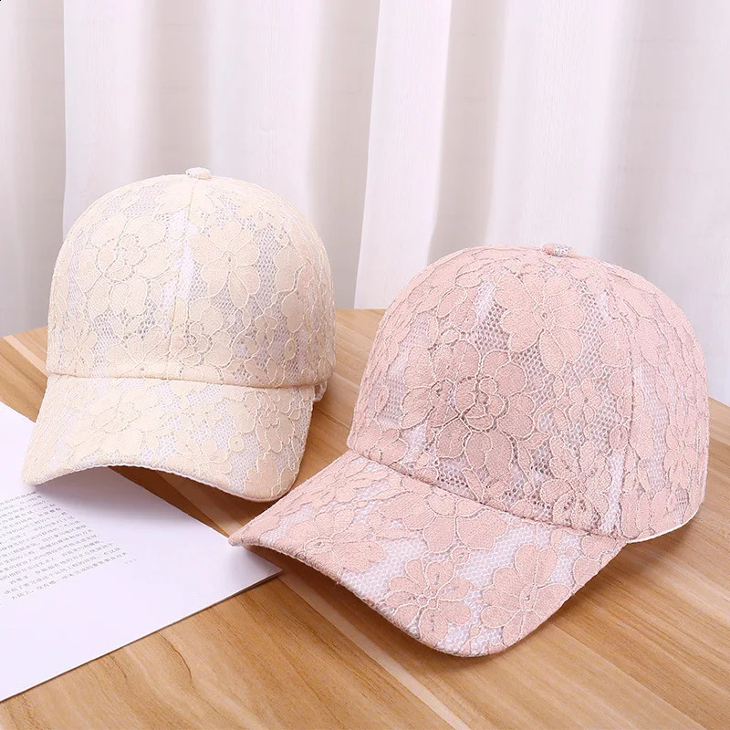 Duck tongue hat womens summer hollow breathable baseball hat versatile Korean version lace flower sun hat outdoor sun hat 250603