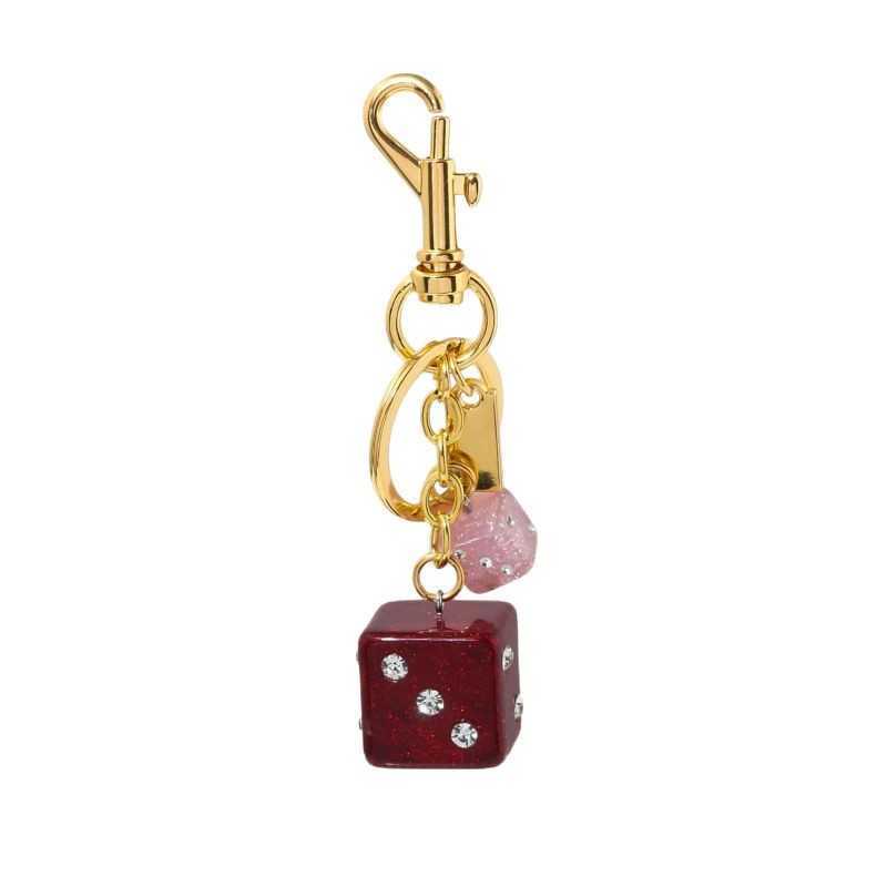 Good luck dice, keychain, glitter powder, diamond inlaid resin pendant, ladies' gift, fashionable shoulder bag decoration