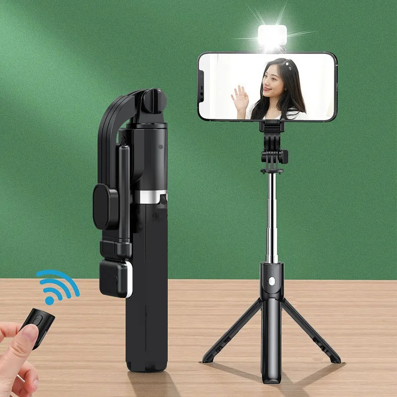 Portable Bluetooth Selfie Stick Retractable Multifunctional 103CM Phone HoldeTripod with Selfie Light Wireless Remote Shutter