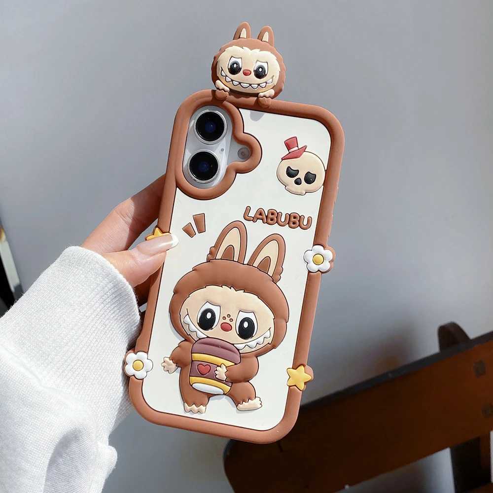 Funny Cartoon Labubu Monsters Toy Case For iPhone 13 14 15 Plus 16 Pro Max Soft Silicone Cover Z250521