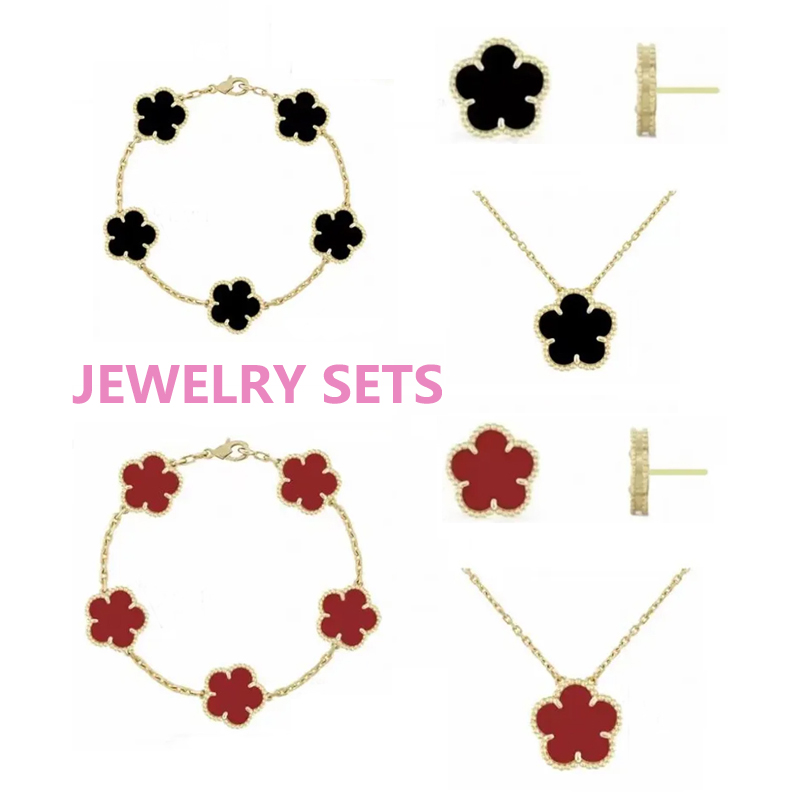 Four Leaf Clover Jewelry Set for women luxury Diamond Shell designer clover bracelet necklace earrings Birthday Gift wholesale fast ship