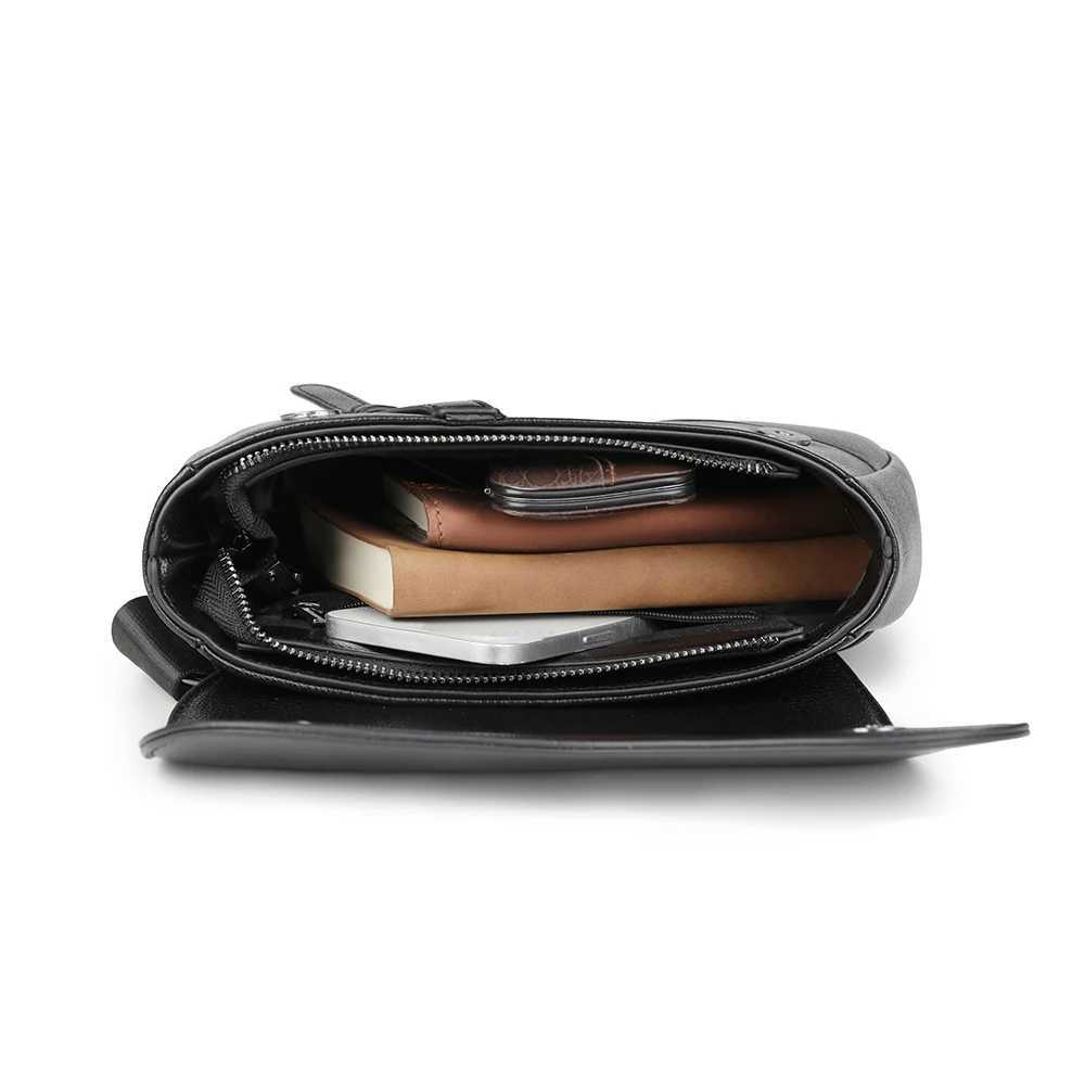 Mens solid color PU leather saddle shoulder bags crossbody bags chest bag bags for men sacoches hommes bag for manW250521