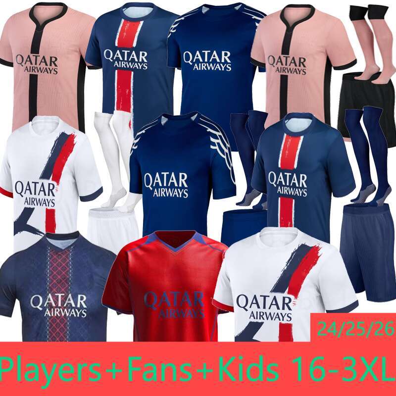 24 25 26 VITINHA KOLO MUANI MARQUINHOS HAKIMI L.HERNANDEZ Maillot de football hirt Men Kid Kit 25 26 KVARATSKHELIA O.DEMBELE 4th occer jerey BARCOLA