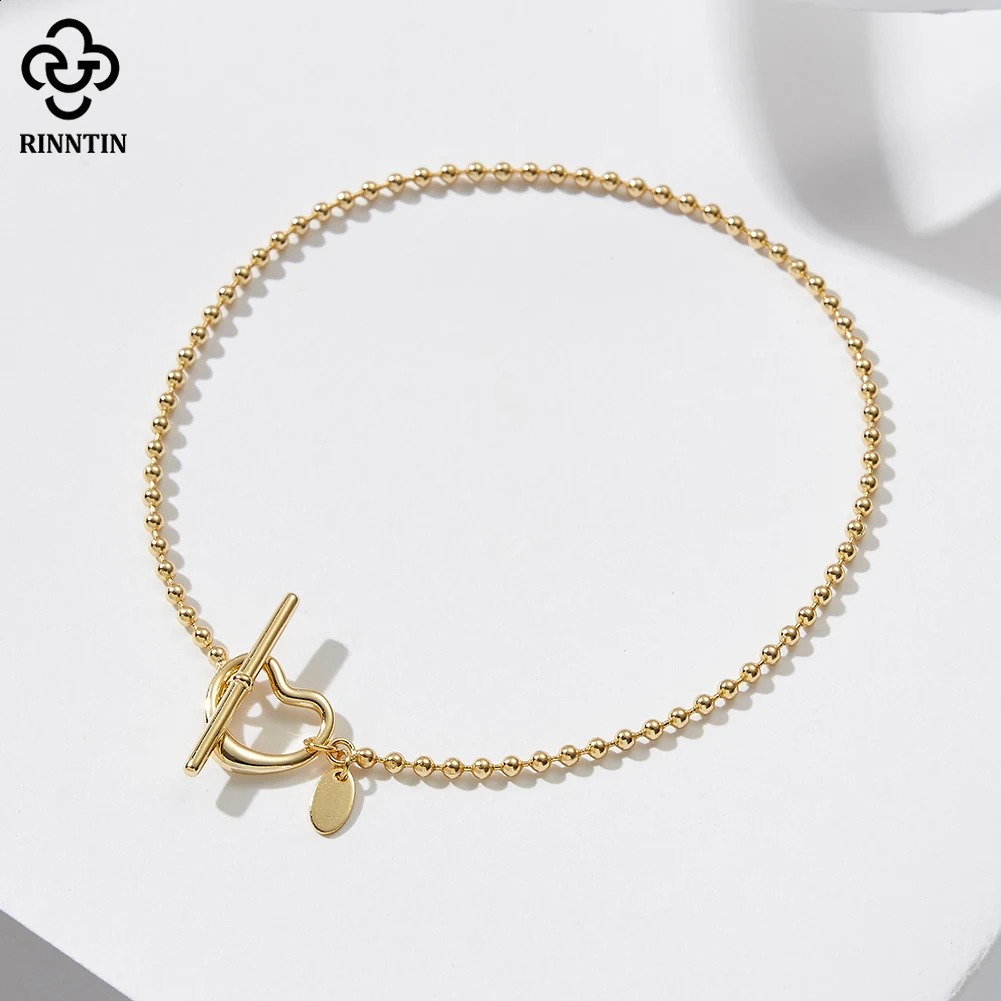 Rinntin 925 Sliver Heart Charm Anklet Bracelets for Women Ball Beads Heart Shape Dainty Layer Chain Anklets Accessories SA68 250517