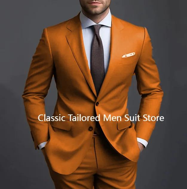 Grey Men Suits Formal Business Notched Lapel Groom Wedding Suits For Men 2 Pieces Slim Fit Tuxedos Blazer Pants Trajes De Hombre 250516