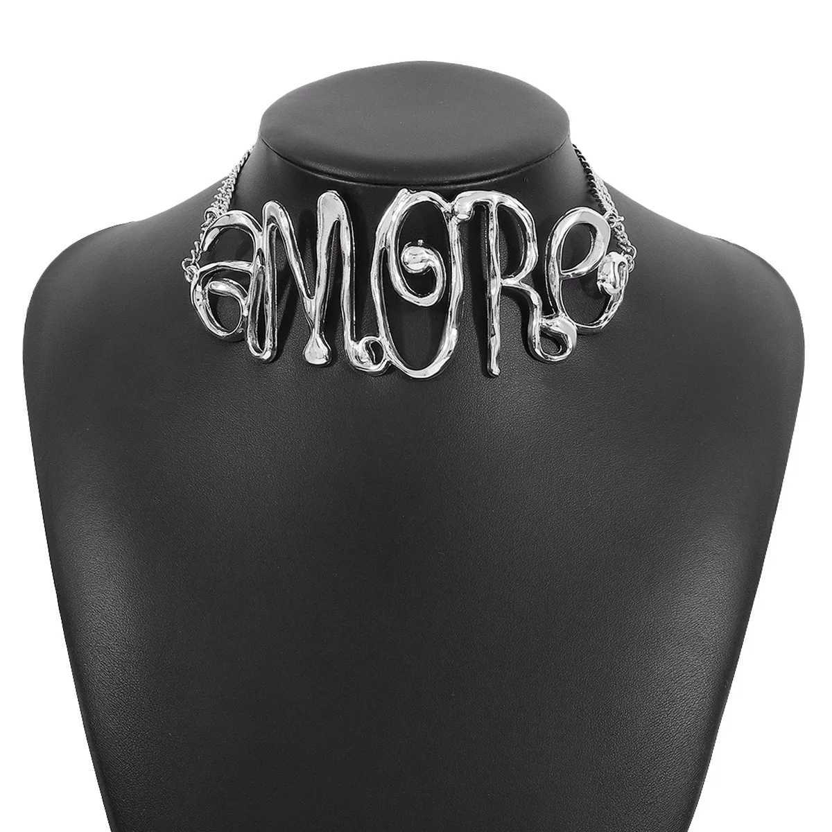 Articles Exaggerated Letter Woman Hip Hop Choker Neckle Party Jewelry L250520