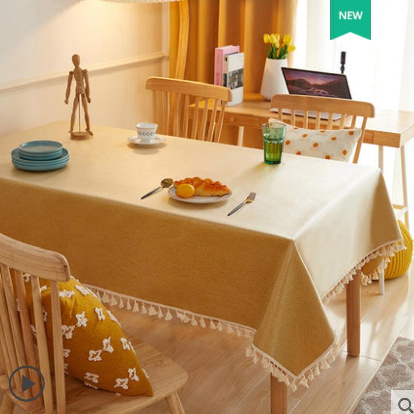 A678 Japanese style simple cotton and linen fabric tpu tablecloth wash-free waterproof and oil-proof tablecloth rectangular anti-scalding coffee table