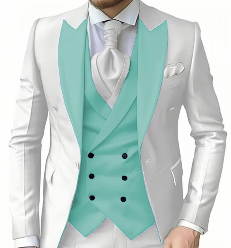 mens suit with peak lapel for wedding Elegant man suit Customized on demand 3 pieces Blazer Vest And Pants set Graduation party 250516