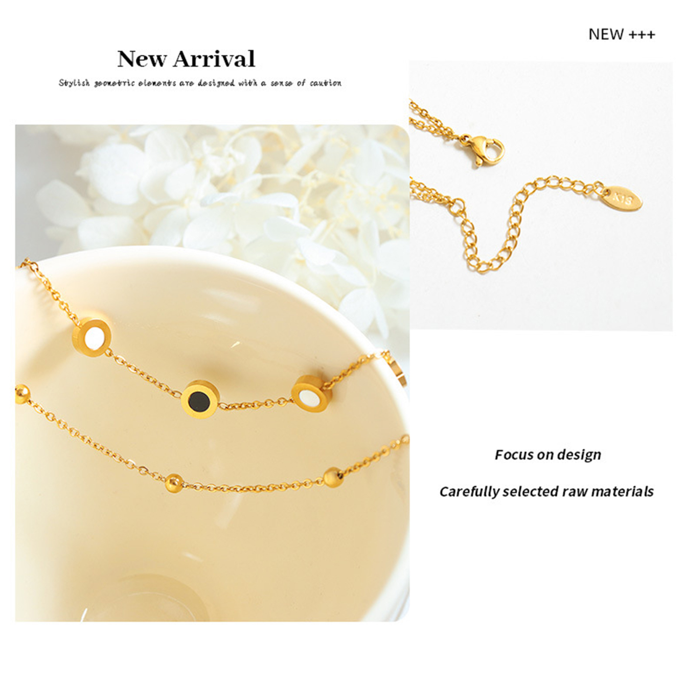 TUPMI 18K Gold Chain Bracelet for Women Girls Minimalist Stainless Steel Roman Style Cuban Chain Double Layer Link Bracelet Balance of Life Yin and Ya