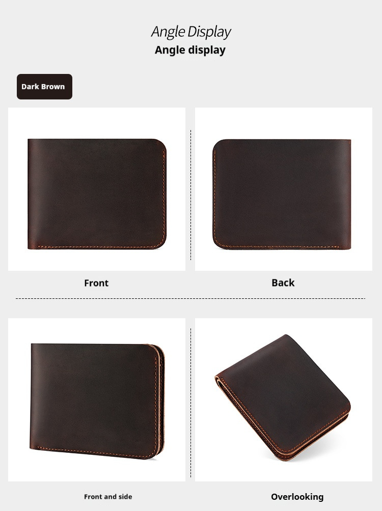 Genuine Leather Wallet For Men Slim Minimalist Design Card Holder Purse Vintage RFID Blocked Bifold Crazy Horse Leather Wallet