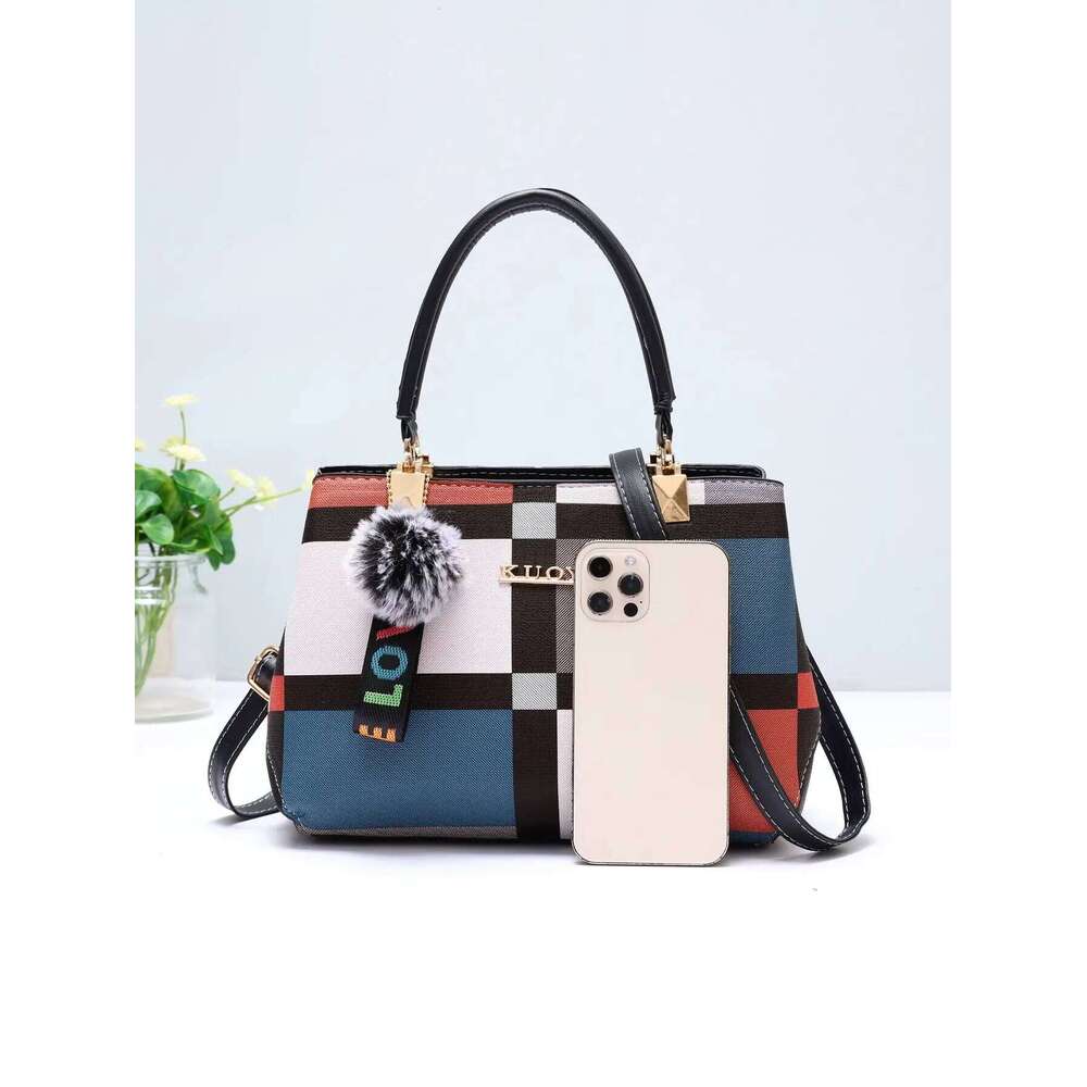 New for women with random grid design, fashionable shoulder bag, women's handbag