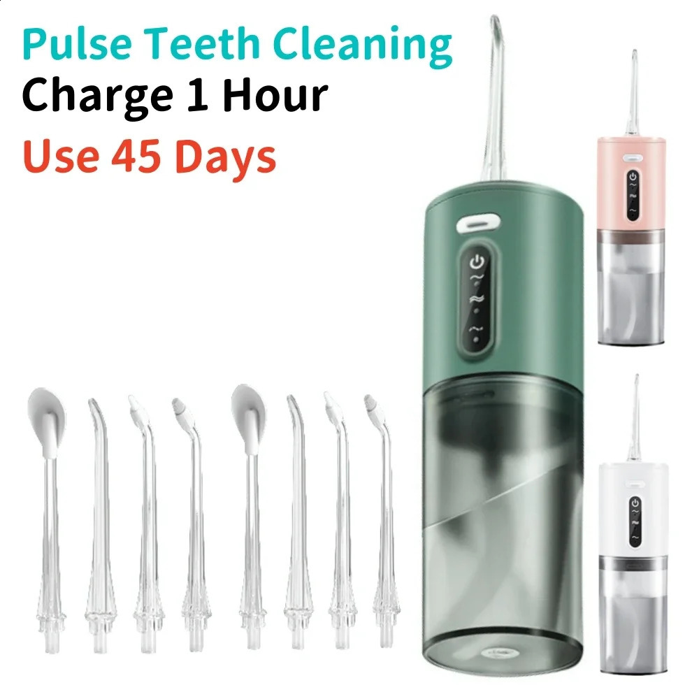 Dental Oral Irrigator Portable Dental Water Flosser 8 Jet Tip USB Rechargeable 280ml Tank 3 Three frequency pulses Teeth Cleaner 250520