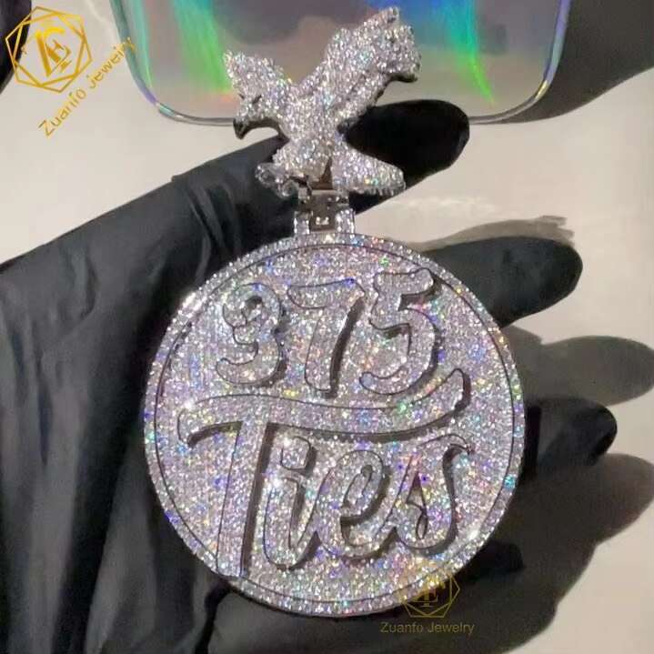 High-End Custom 925 Sterling Silver Hip Hop Jewelry Sparkle Iced Out Baguette Moissanite Letter Name Pendant