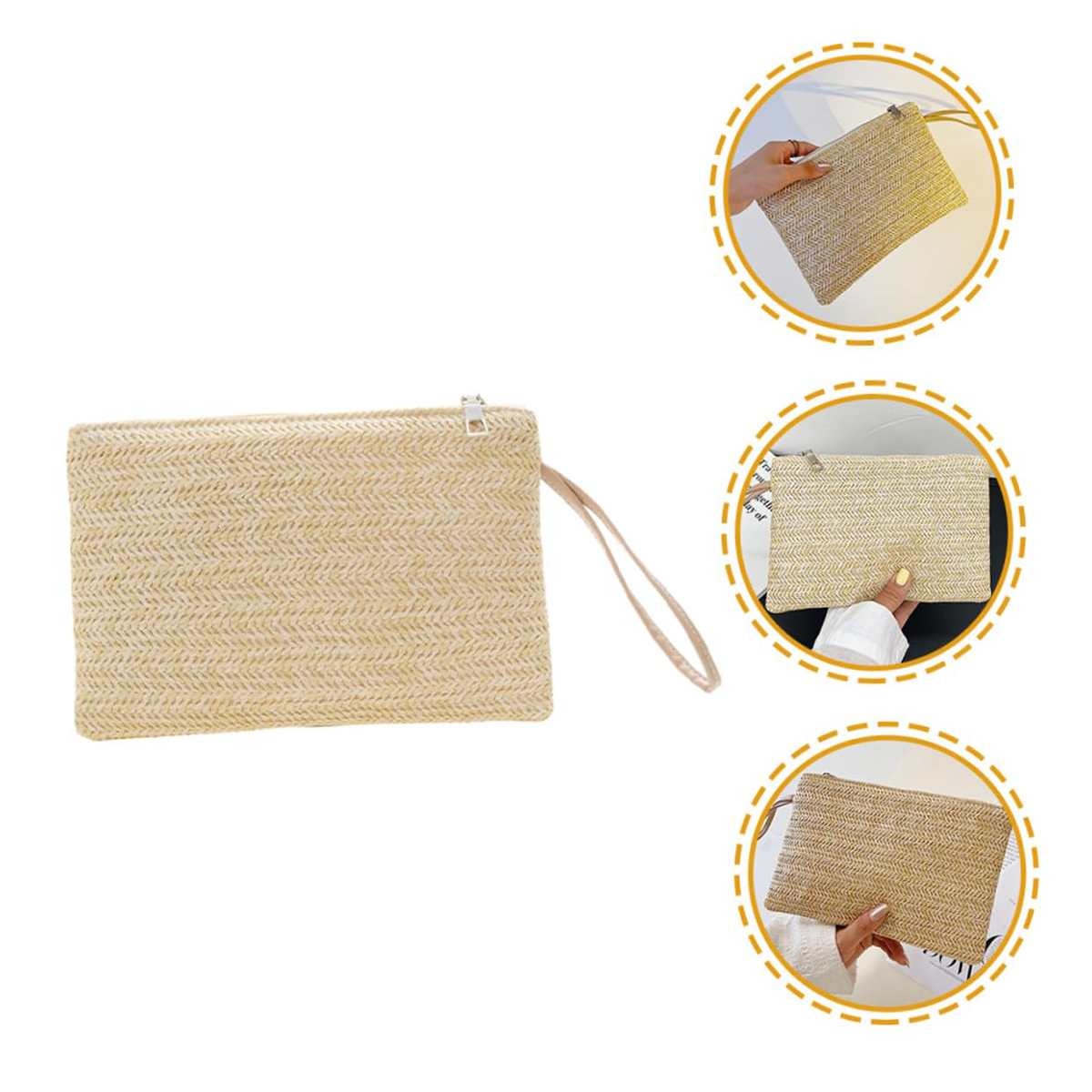 Beach handbag clip for wallet texture, niche trend, woven bag, fashionable, simple, printed, beautiful envelope bag cmc