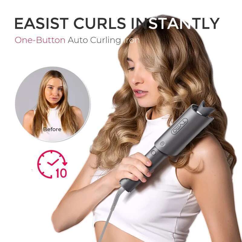 TYMO CURLPRO Automatic Curling Iron, Rotating Hair Curler for Lasting Beach Waves, 500M Ionic, Dual Voltage & Lightweight,1 inch