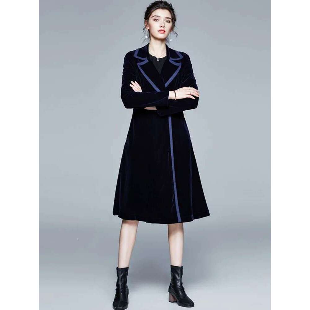 JAMERARY Winter Runway Veet Maxi Women Vintage Notched Collar Wrap Black Thick Warm Long Trench Coat Outwear