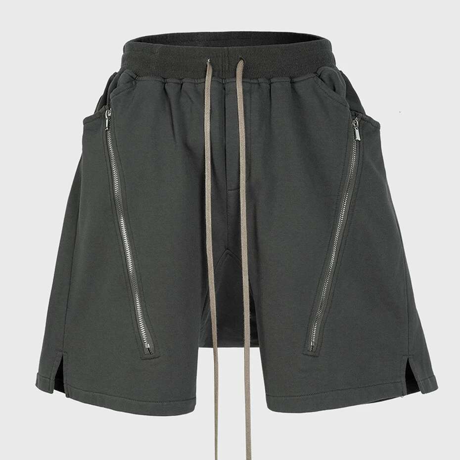 2024 Summer Men Hip Hop Shorts Double Zipper Streetwear Fashion Black Short Pants