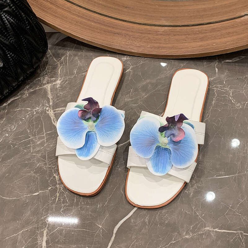 Fashion Plus Size Slippers For Spring And Summer 2025, Soft And Graceful Butterfly Orchid Sandals, Outdoor Leisure Beach One Line Slippers, Female Des