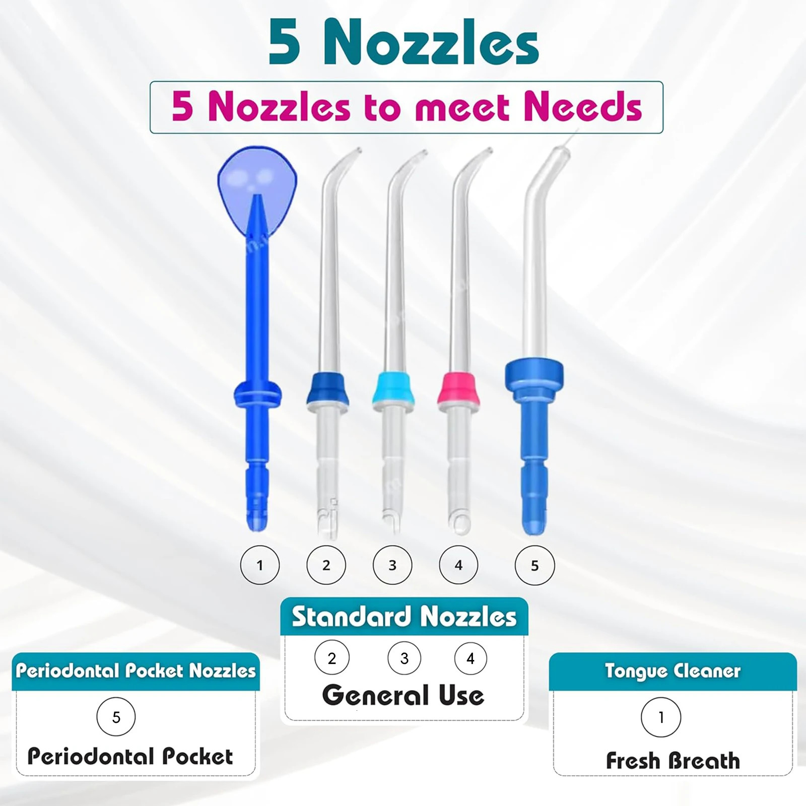 Waterpulse Electric Water Flosser Oral Irrigator 800ML Large Capacity Dental Hygiene Flossing Teeth Cleaner with 5x Tips 250519