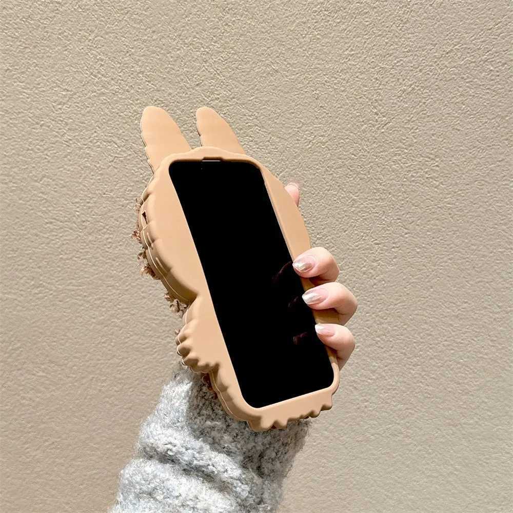 New 3D Cartoon Labubu Plush Phone Cases Shockproof Warm Soft Silicone Cover For iPhone 15 14 Plus 16 13 12 Pro Max Z250521