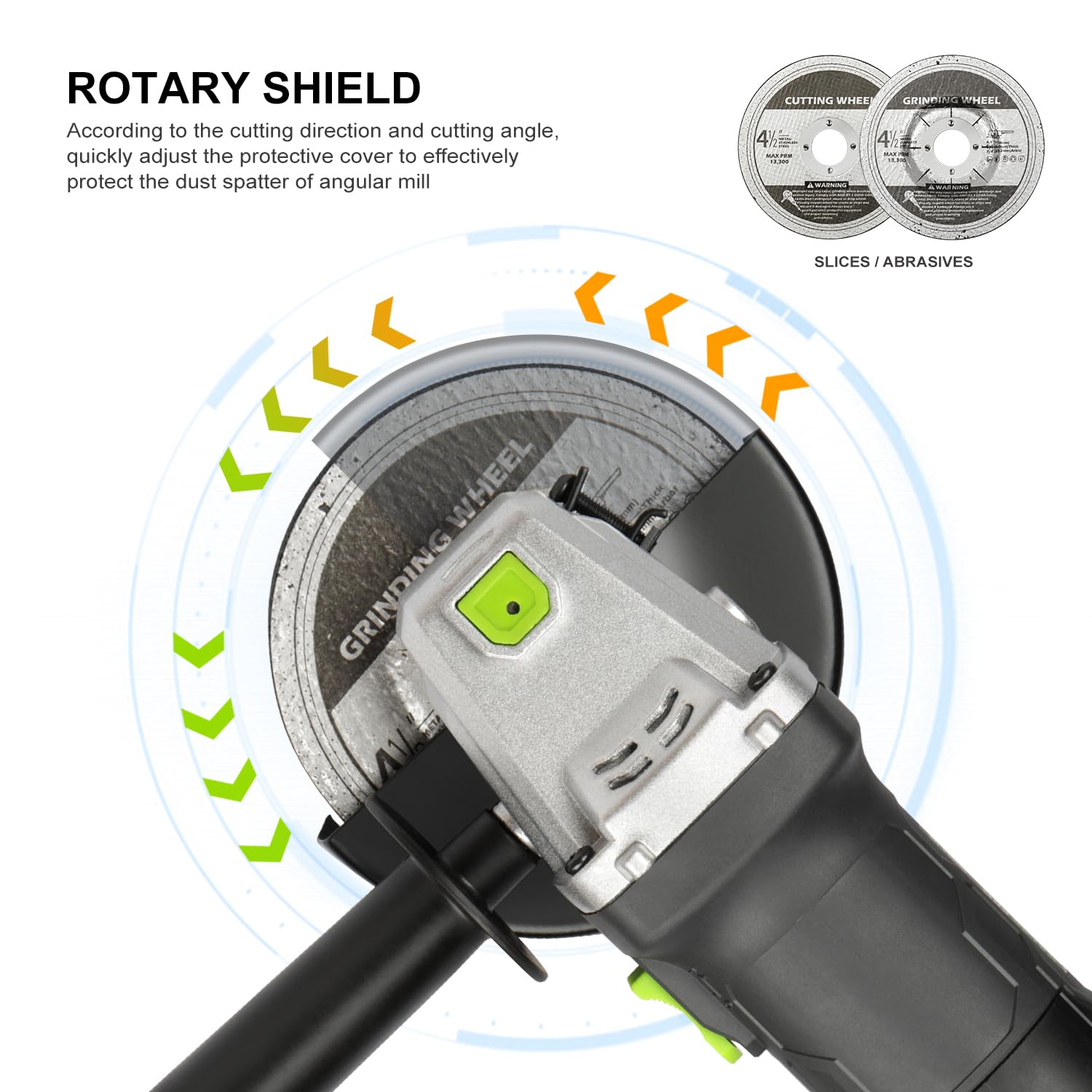 GALAX PRO Electric Angle Grinder Equipped with 4.0 Amps Motor with 4-1/2 inch Corded Angle Grinder 12000RPM with Cutting Grinding Wheels Flap Disc and