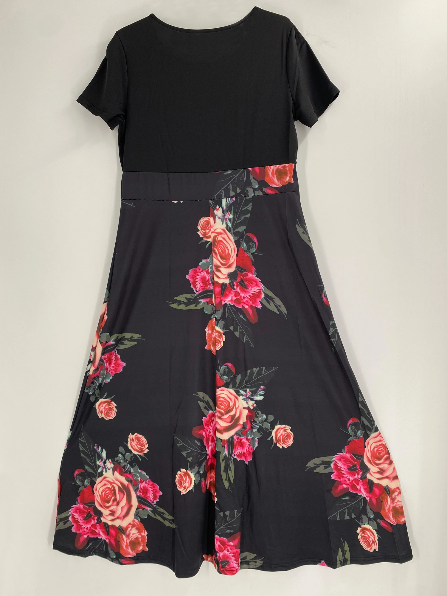 Large Size Polka Dot Print Seam Dress Dignified And Elegant Slim Round Neck Short-sleeved Vest Dress Spring And Summer Women 250520