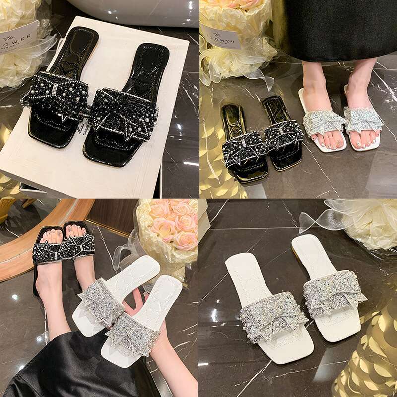 High quality one-piece slippers, female designer sandals, summer 2025 new butterfly knot sandals, light luxury outdoor beach slippers