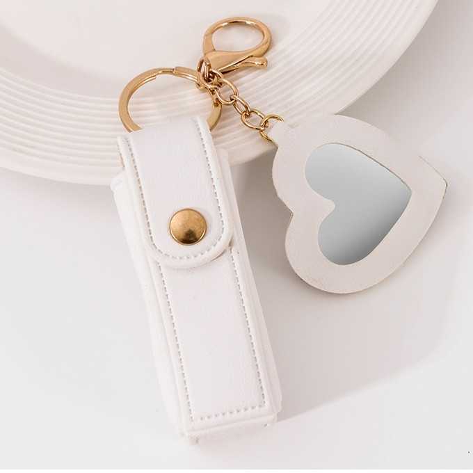 Change Mouth Red Envelope Creative Mirror Keychain Small Pendant PU Leather Car Bag Hanging Accessories