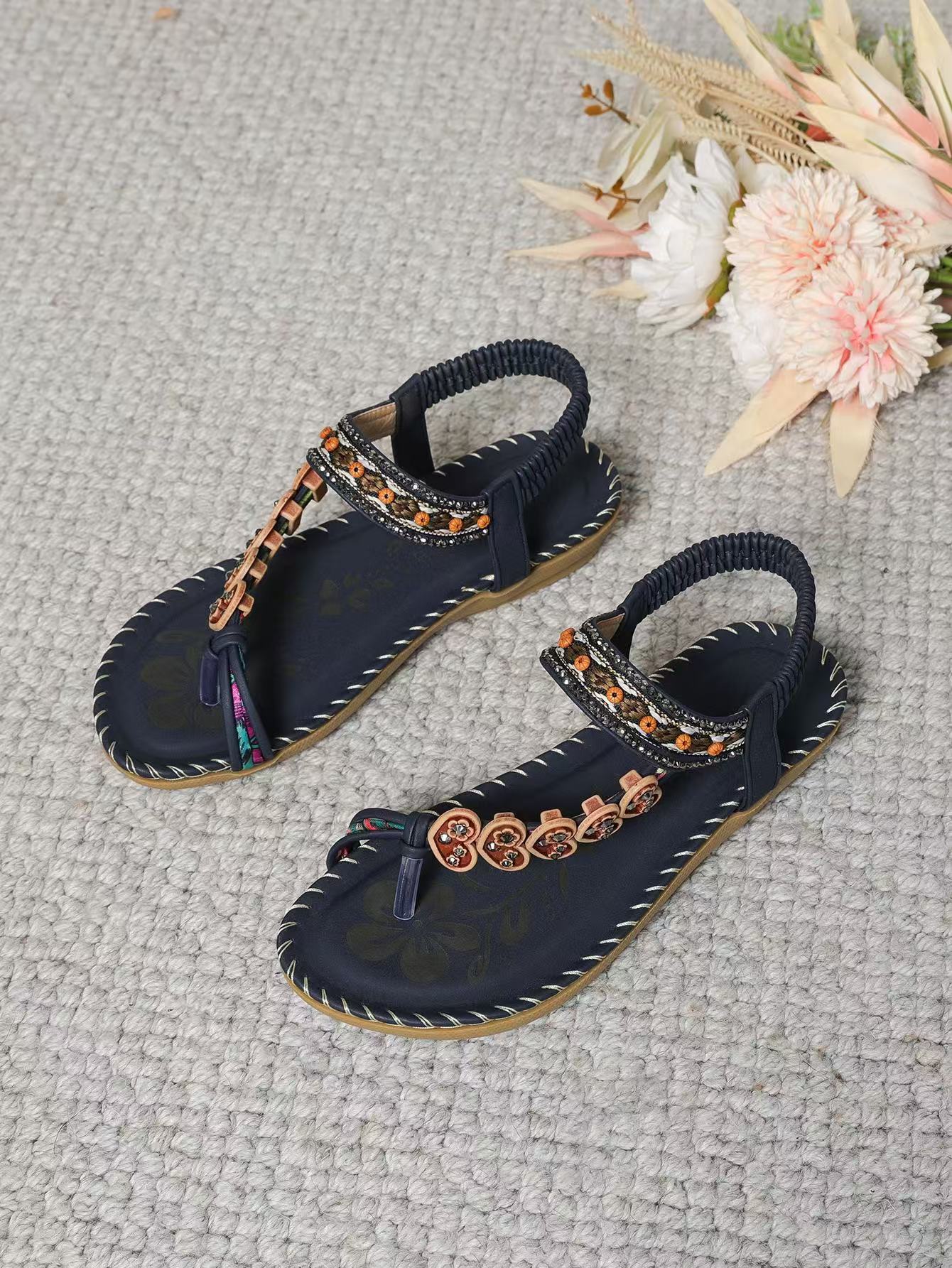 Flat Sandals Summer Open Toe Chain Women's Fashion Outdoor Beach Shoes Plus Size 431