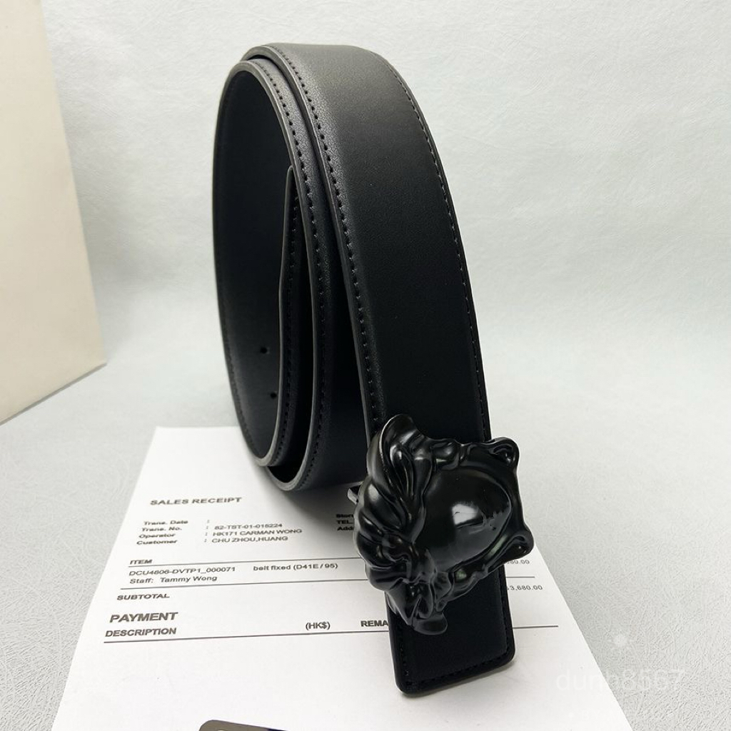 Designer fashion Medusa letter print gold and silver buckle belts, fashionable men and women's versatile belts, classic brand belts