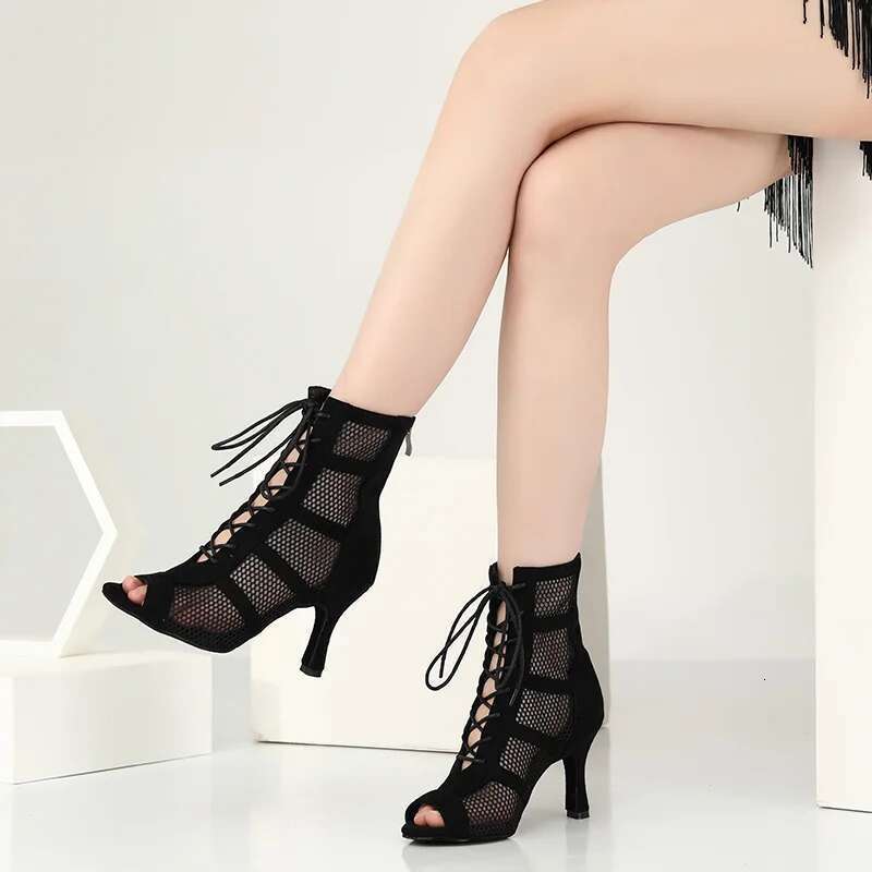 Women Boots Black Heels For Woman Latin Dance Girls Ladies Ballroom Modern Tango Dancing Salsa Sandals Party Shoes