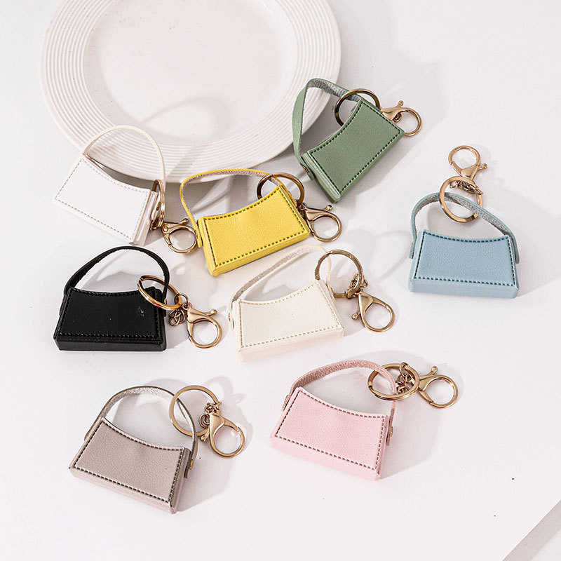 Change Mouth Red Envelope Creative Mirror Keychain Small Pendant PU Leather Car Bag Hanging Accessories