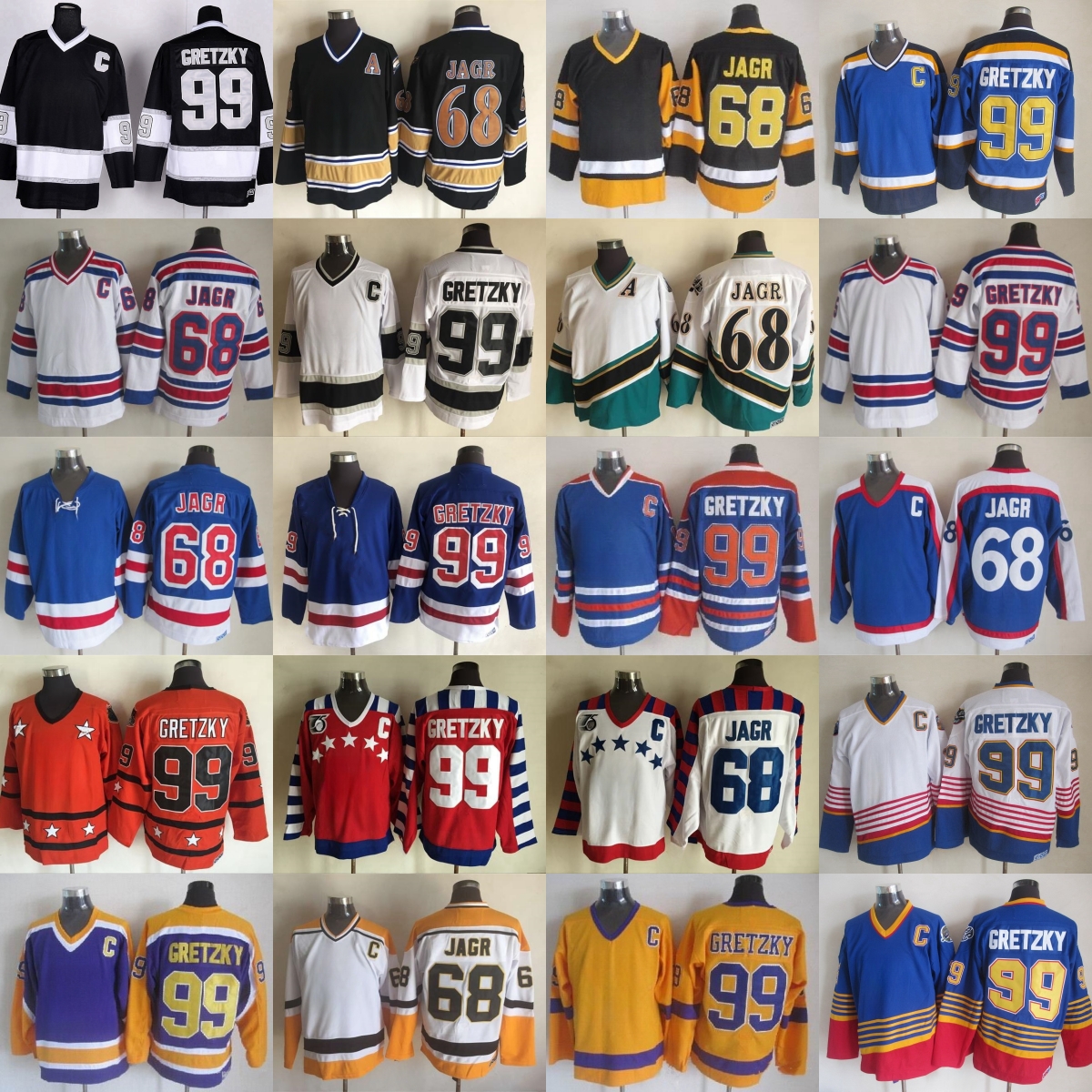 VintageCCM Hockey 99 WayneGretzky Jersey Embroidery Throwback 68 JaromirJagr Jerseys Ice Sport Classic Retro 1980All-Star1984