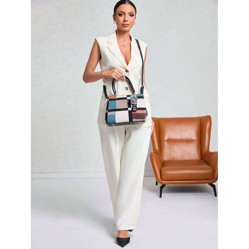 New for women with random grid design, fashionable shoulder bag, women's handbag