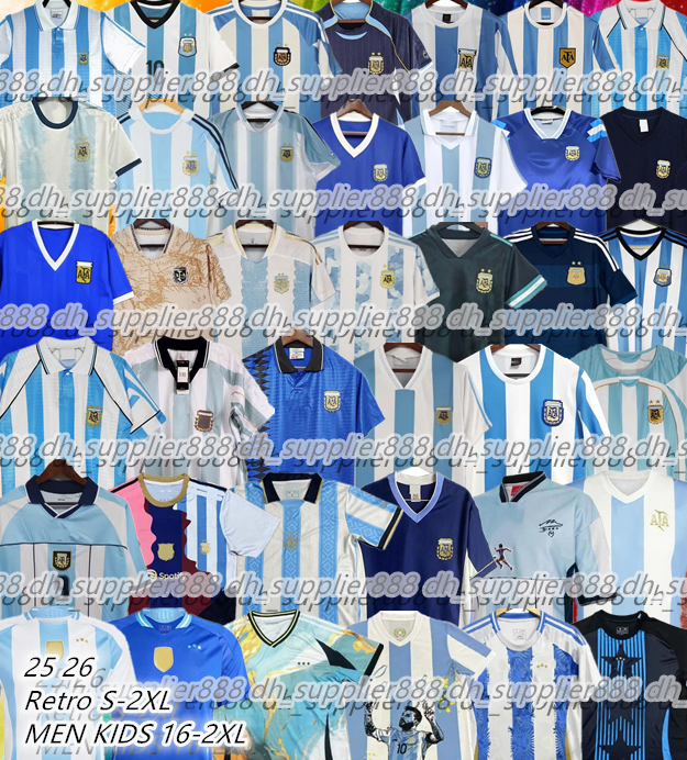 2024 2025 Argentina Soccer Jerseys 50th Anniversary DE PAUL MESSIS DYBALA DI MARIA retro 78 86 94 96 98 00 01 06 10 CANIGGIA Maradona Riquelme MEN Kids Kit Football shirt