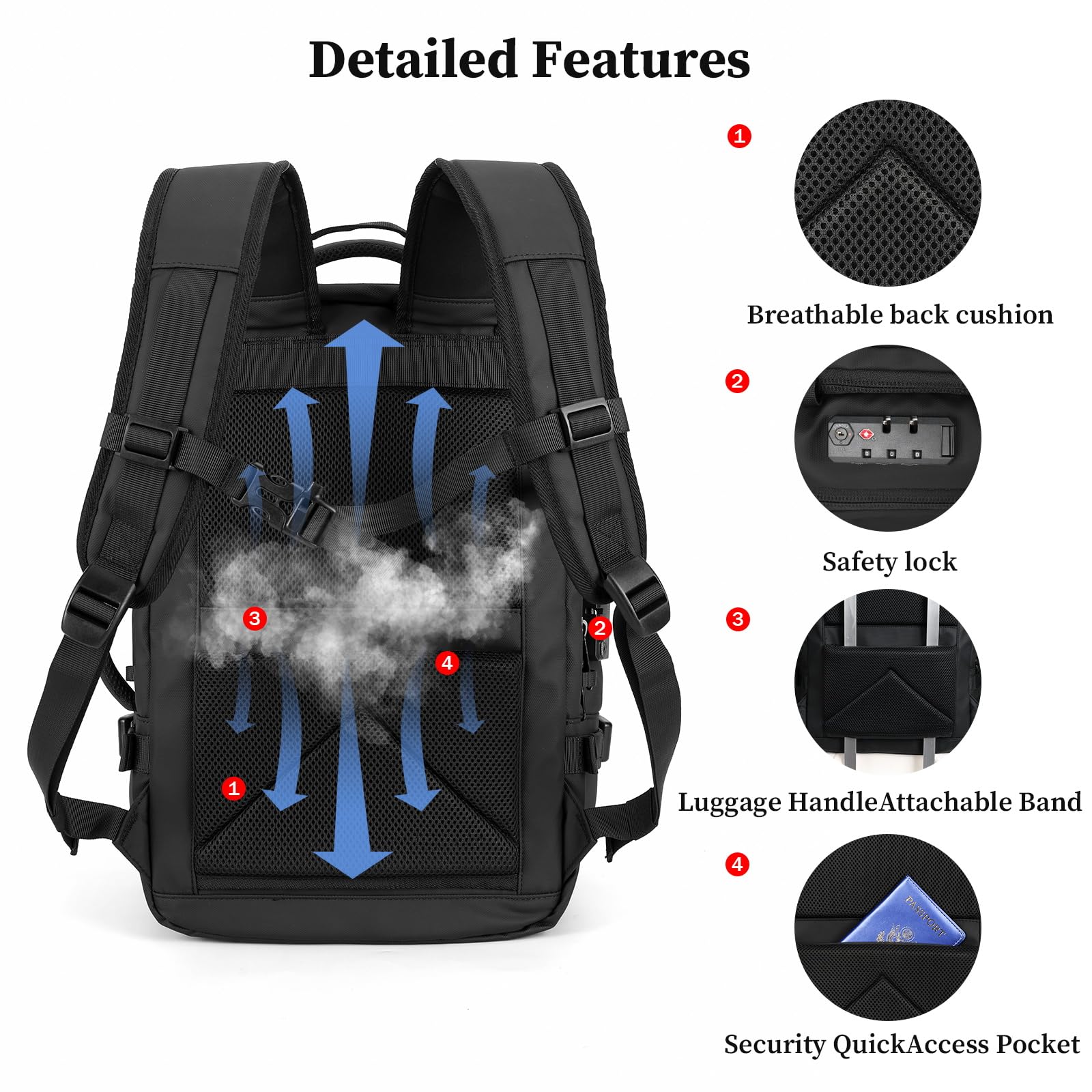 VacPack Backpack with Vacuum Pump, Expandable Waterproof Carry-On Airback Backpack with TSA Anti-Theft Design for Travel Black