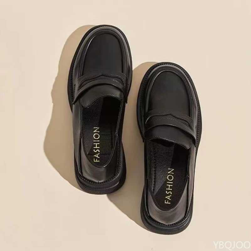 Womens casual leather shoes fashionable thick soled pump solid color breathable roller coaster fashionable and comfortable womens high heels Zapatos Z