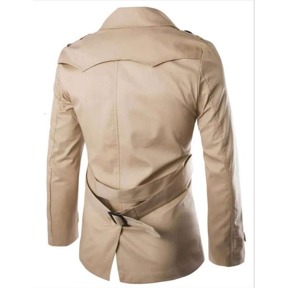 Mens Spring Autumn Windbreak Overcoat 100% Cotton Men Trench Coats With Belt Male Pea Coat Double Breasted Peacoat W04 Designer