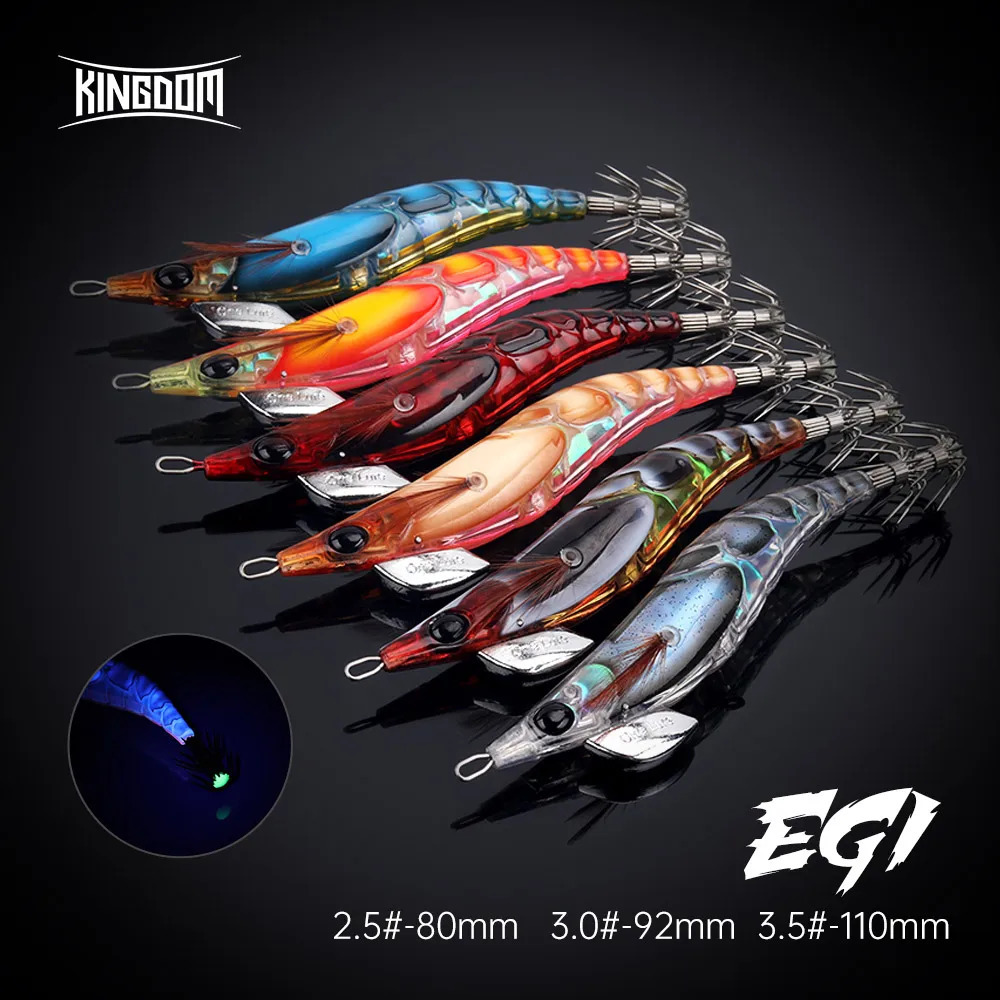Kingdom Egi Squid Bait Artificial Jigging Lures Slow Sinking Squid Hooks Sea Fishing Octopus Cuttlefish Luminous Tackle Lure 250521