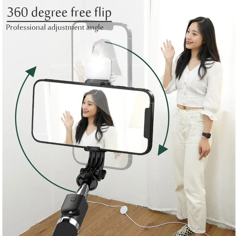 Portable Bluetooth Selfie Stick Retractable Multifunctional 103CM Phone HoldeTripod with Selfie Light Wireless Remote Shutter - view 5