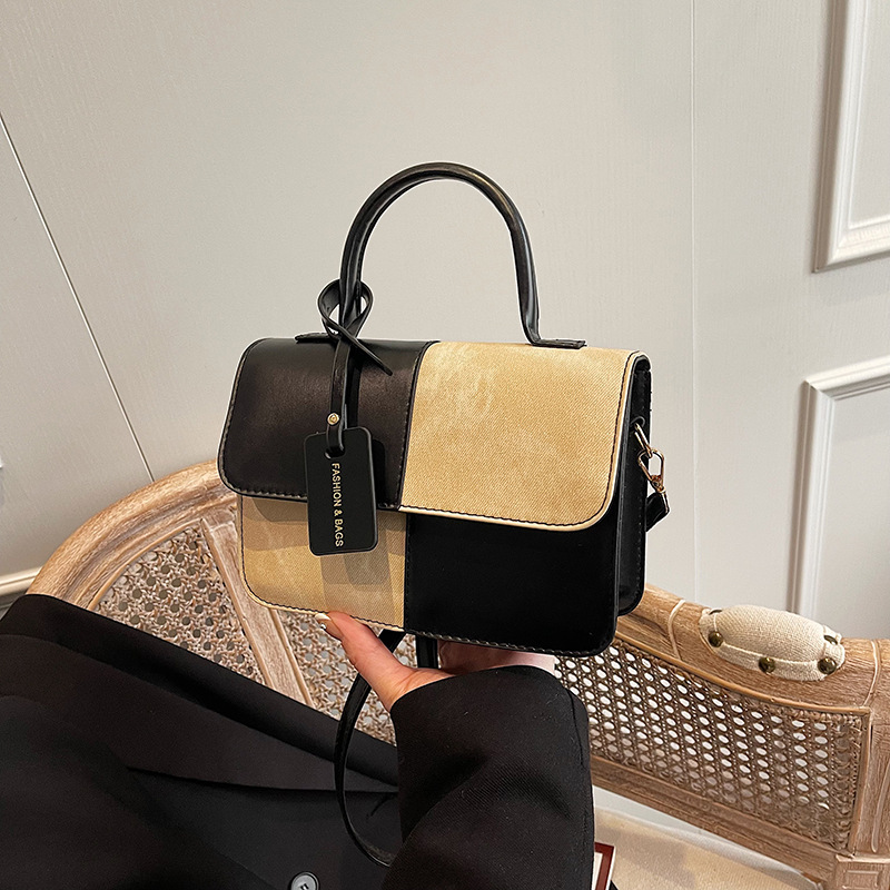 Free Delivery Designer Bag Splicing Texture Hand With Niche Design Crossbody French Small Square Stylish Versatile Shoulder Luxury Bag