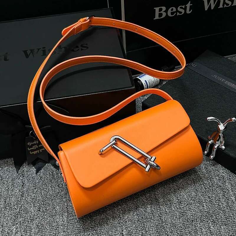Green Orange For Women Fashion Shoulder Solid Pu Leather Designer Saddle Crossbody Bag Small Handbag Brand